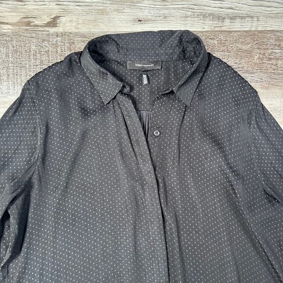 Robert Rodriguez Black Microdot Button Down Blouse Minimal Officewear M - Picture 4 of 7